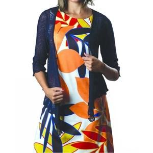 NEW PAPA FASHIONS mesh sweater cardigan in navy